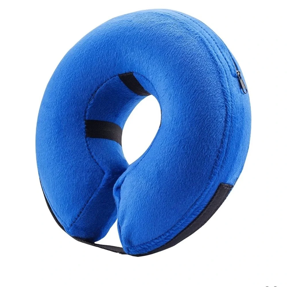 Protective Inflatable Collar for Dogs and Cats Soft Pet Recovery Medium Blue